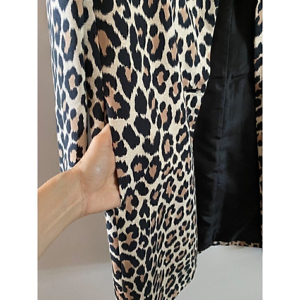 kate spade leopard print top coat Sz 2 animal cotton silk day disco franny - Picture 16 of 17